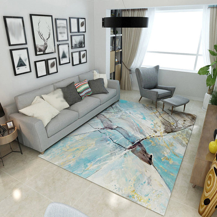 Lisslune | Multicolor Abstract Carpet Polyester Industrial Carpet Pet Friendly Washable Non-Slip Rug for Living Room