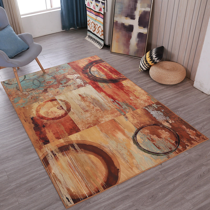 Lisslune | Multicolor Abstract Carpet Polyester Industrial Carpet Pet Friendly Washable Non-Slip Rug for Living Room