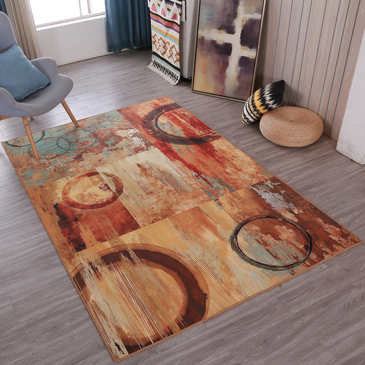 Lisslune | Multicolor Abstract Carpet Polyester Industrial Carpet Pet Friendly Washable Non-Slip Rug for Living Room