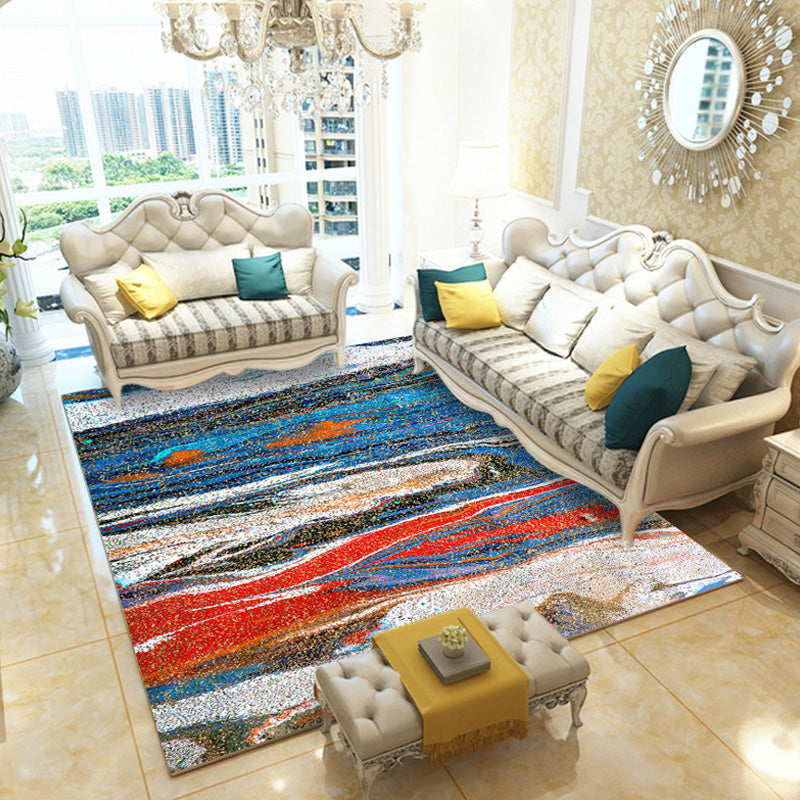 Lisslune | Multicolor Living Room Rug Industrial Watercolor Abstract Pattern Rug Polyester Washable Non-Slip Backing Pet-Friendly Rug