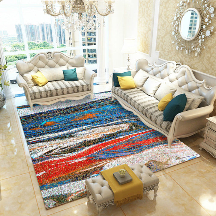 Lisslune | Multicolor Living Room Rug Industrial Watercolor Abstract Pattern Rug Polyester Washable Non-Slip Backing Pet-Friendly Rug