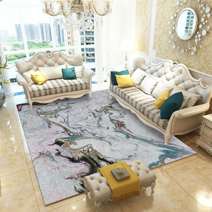 Lisslune | Multicolor Living Room Rug Industrial Watercolor Abstract Pattern Rug Polyester Washable Non-Slip Backing Pet-Friendly Rug