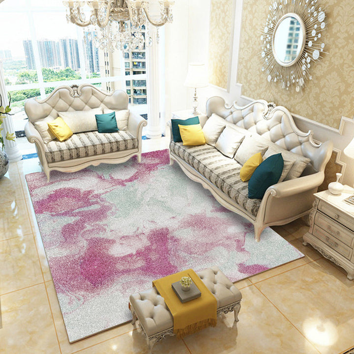 Lisslune | Multicolor Living Room Rug Industrial Watercolor Abstract Pattern Rug Polyester Washable Non-Slip Backing Pet-Friendly Rug