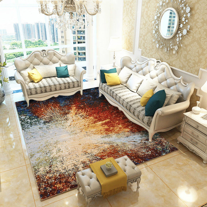 Lisslune | Multicolor Living Room Rug Industrial Watercolor Abstract Pattern Rug Polyester Washable Non-Slip Backing Pet-Friendly Rug