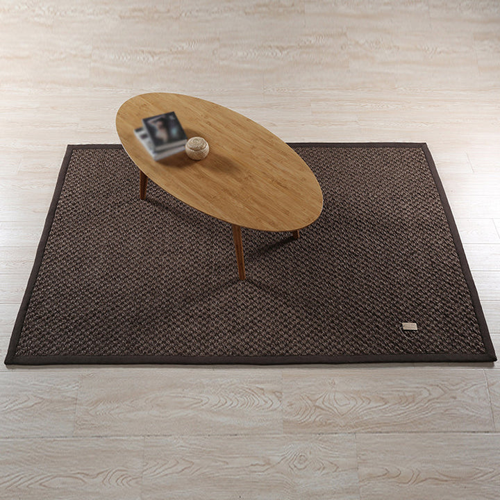 Lisslune | Rustic Solid Color Rug Dark Brown Sisal Rug Non-slip Pet Friendly Washable Area Rug for Living Room