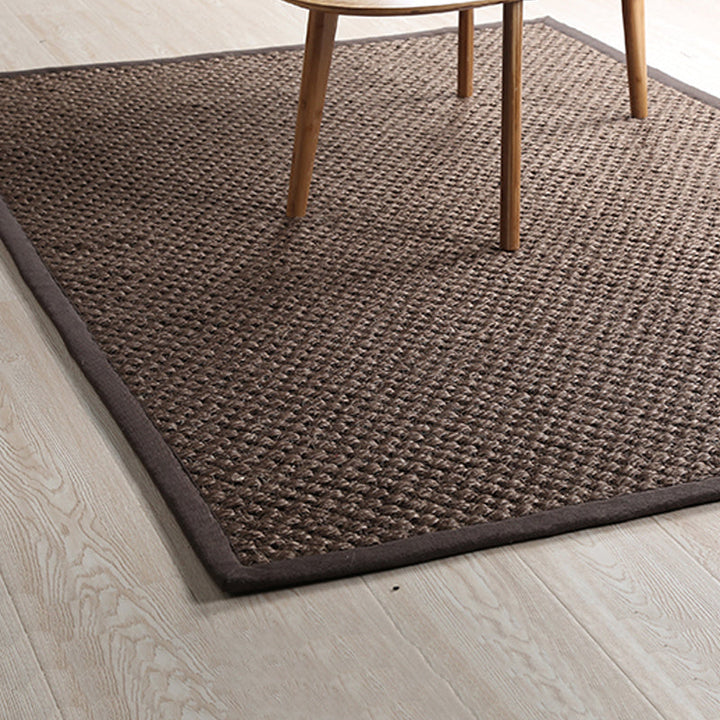 Lisslune | Rustic Solid Color Rug Dark Brown Sisal Rug Non-slip Pet Friendly Washable Area Rug for Living Room