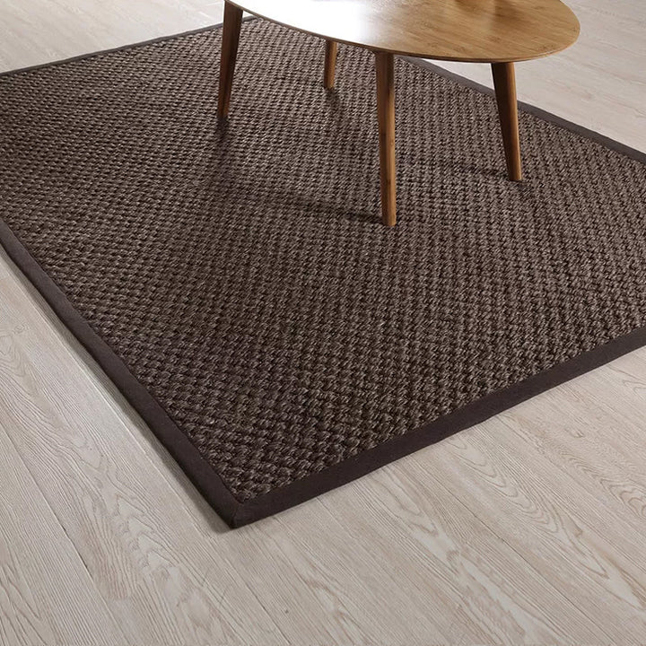 Lisslune | Rustic Solid Color Rug Dark Brown Sisal Rug Non-slip Pet Friendly Washable Area Rug for Living Room