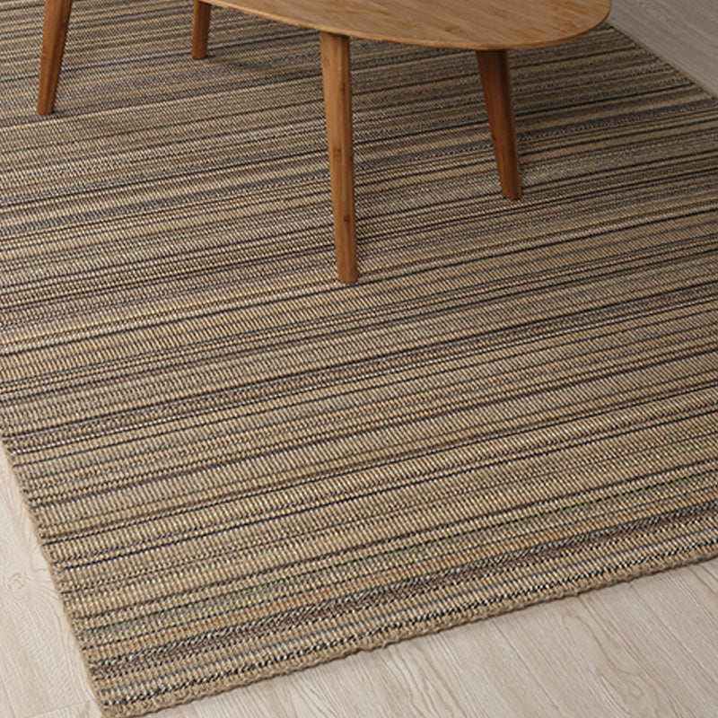 Lisslune | Brown Living Room Rug Landscape Striped Pattern Rug Jute Washable Anti-Slip Flooring Pet-Friendly Rug