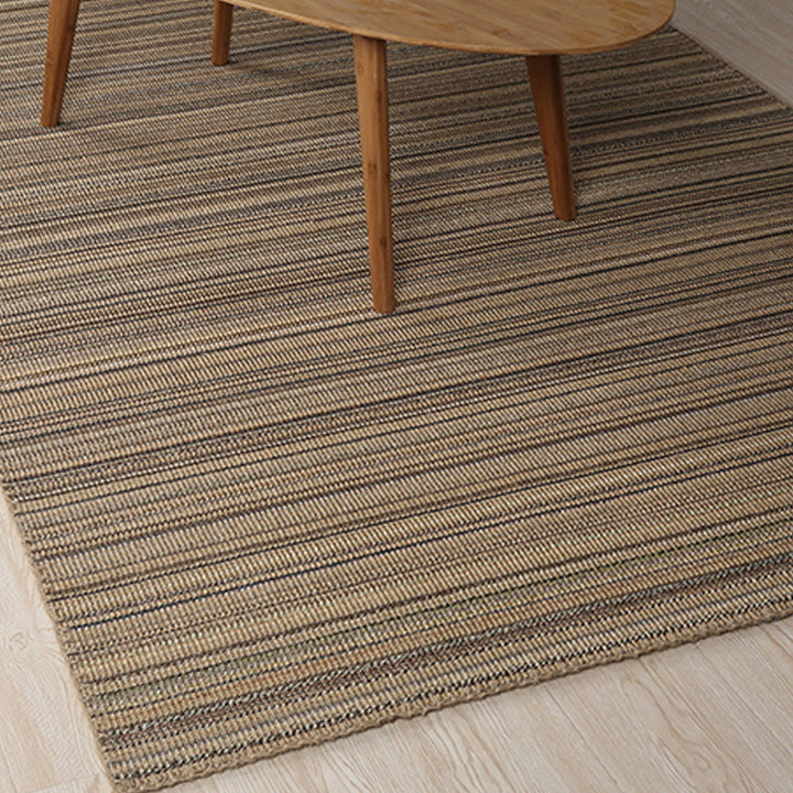 Lisslune | Brown Living Room Rug Landscape Striped Pattern Rug Jute Washable Anti-Slip Flooring Pet-Friendly Rug