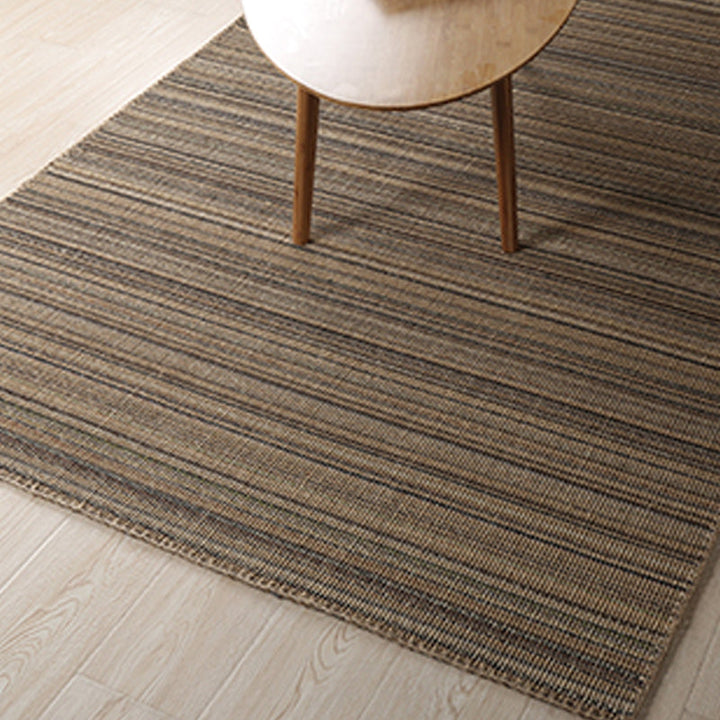 Lisslune | Brown Living Room Rug Landscape Striped Pattern Rug Jute Washable Anti-Slip Flooring Pet-Friendly Rug