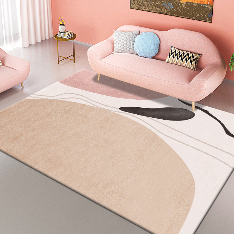Lisslune | Multicolour Bedroom Rug Contemporary Color Block Rug Polyester Washable Non-slip Underlay Pet Friendly Rug