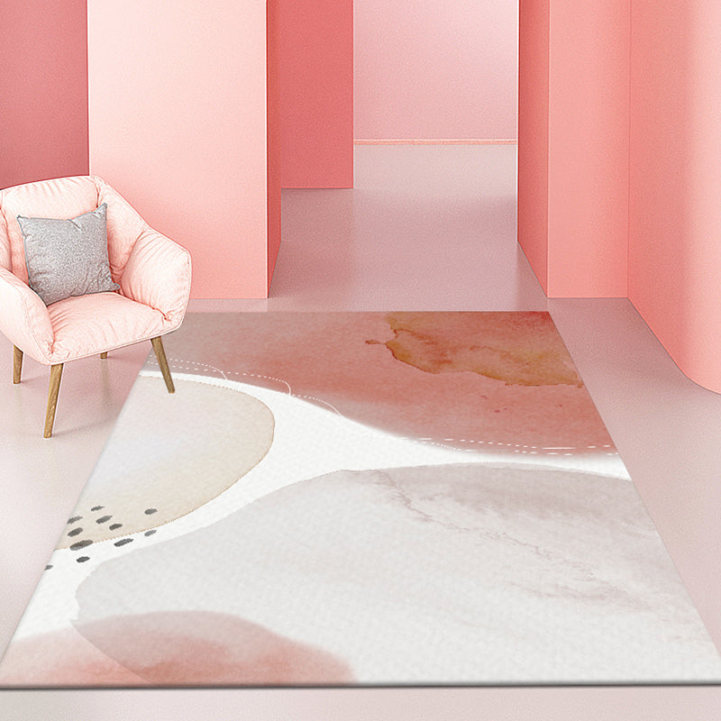 Lisslune | Multicolour Bedroom Rug Contemporary Color Block Rug Polyester Washable Non-slip Underlay Pet Friendly Rug