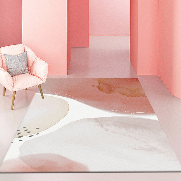 Lisslune | Multicolour Bedroom Rug Contemporary Color Block Rug Polyester Washable Non-slip Underlay Pet Friendly Rug