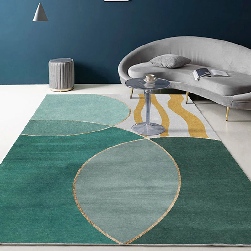 Lisslune | Multicolour Bedroom Rug Contemporary Color Block Rug Polyester Washable Non-slip Underlay Pet Friendly Rug