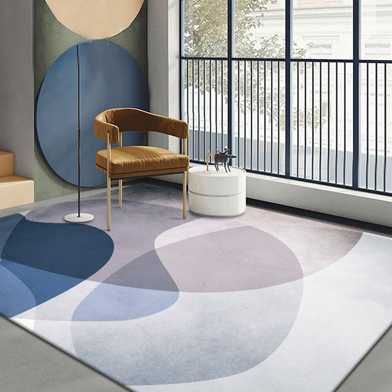 Lisslune | Multicolour Bedroom Rug Contemporary Color Block Rug Polyester Washable Non-slip Underlay Pet Friendly Rug