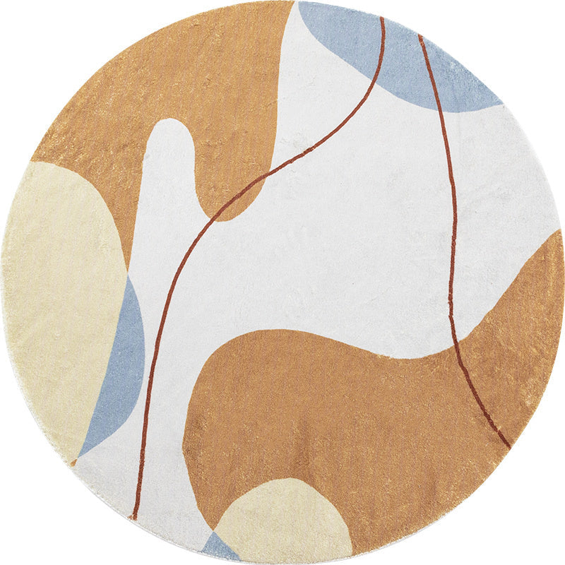 Lisslune | Modernist Color Block Carpet Brown Polyester Carpet Non-Slip Pet-Friendly Washable Area Rug for Living Room