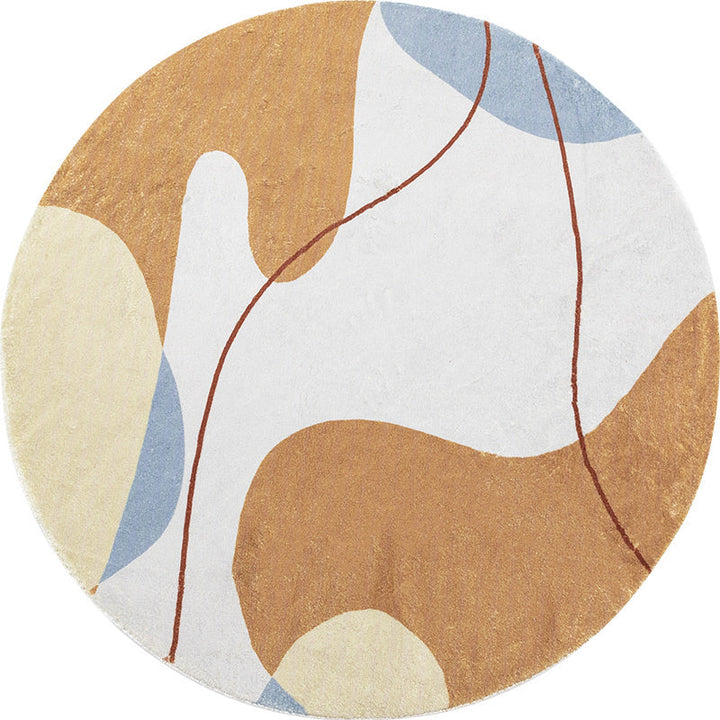 Lisslune | Modernist Color Block Carpet Brown Polyester Carpet Non-Slip Pet-Friendly Washable Area Rug for Living Room