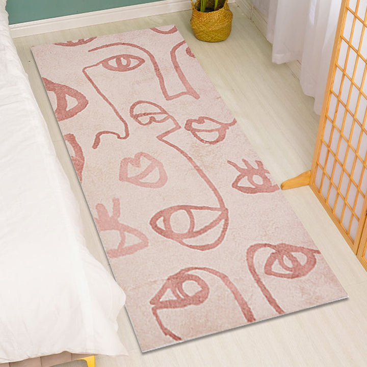 Lisslune | Creative Abstract Carpet Red and Pink Modernism Carpet Polyester Pet Friendly Washable Non-Slip Area Rug for Bedroom