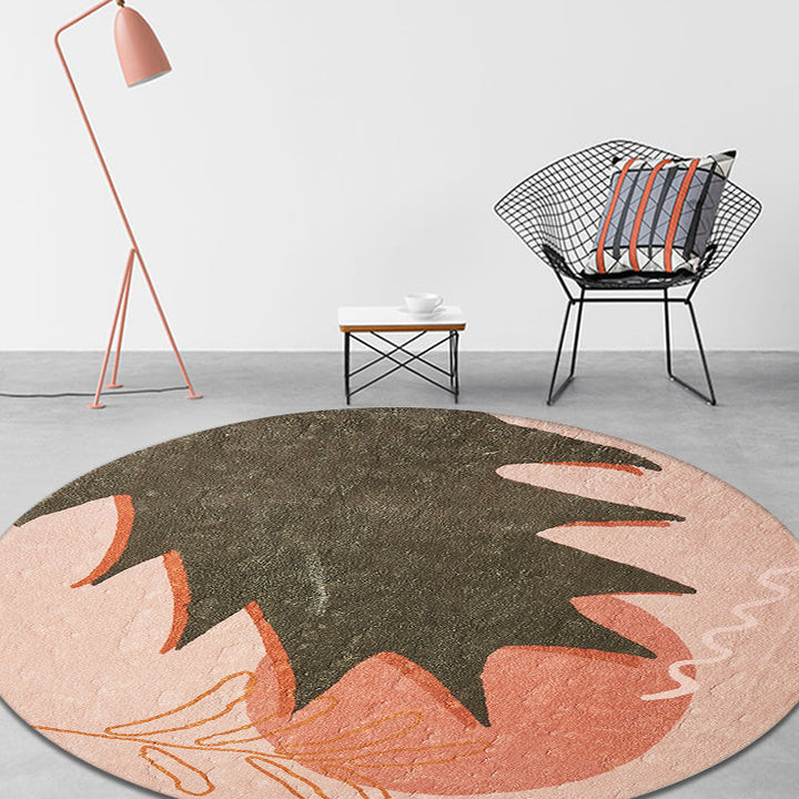 Lisslune | Red and Pink Abstract Carpet Polyester Modern Carpet Pet-Friendly Washable Non-Slip Carpet for the Living Room
