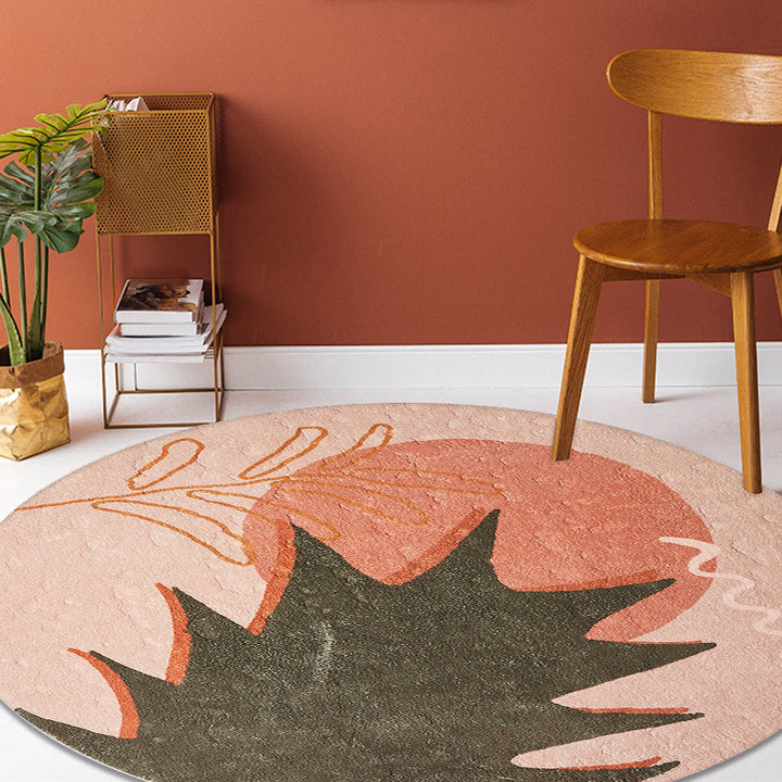 Lisslune | Red and Pink Abstract Carpet Polyester Modern Carpet Pet-Friendly Washable Non-Slip Carpet for the Living Room