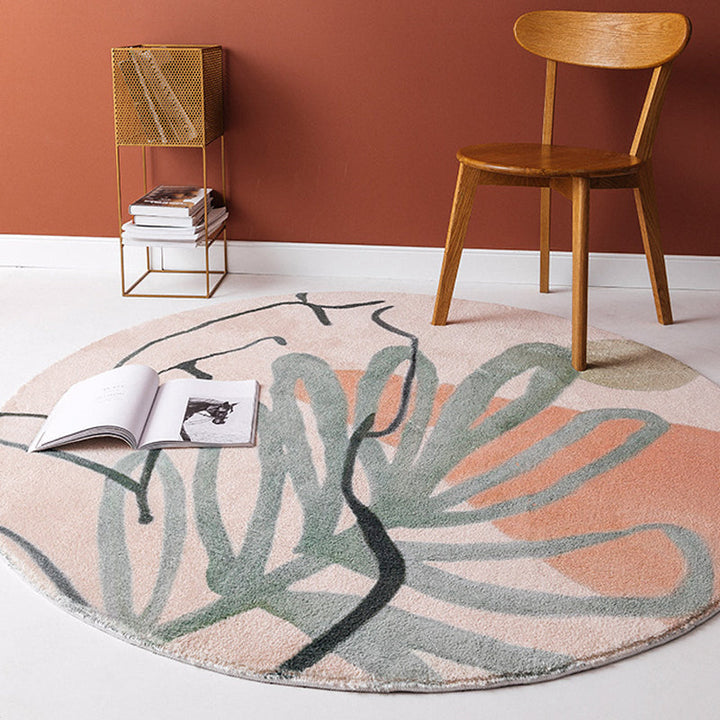 Lisslune | Red and Pink Abstract Carpet Polyester Modern Carpet Pet-Friendly Washable Non-Slip Carpet for the Living Room