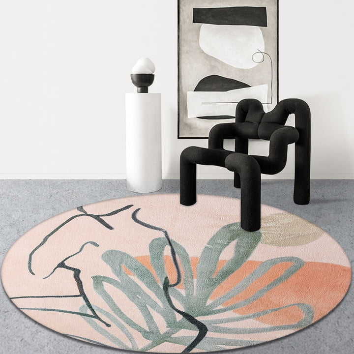 Lisslune | Red and Pink Abstract Carpet Polyester Modern Carpet Pet-Friendly Washable Non-Slip Carpet for the Living Room