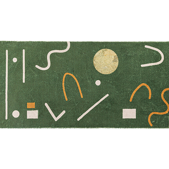 Lisslune | Green Bedroom Carpet Minimalist Abstract Carpet Polyester Washable Non-Slip Backing Pet Friendly Carpet