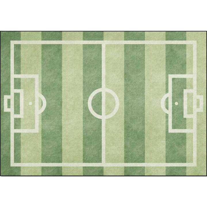 Lisslune | Creative Football Field Pattern Rug Green Kids Rug Polyester Pet Friendly Washable Non-slip Area Rug for Decoration