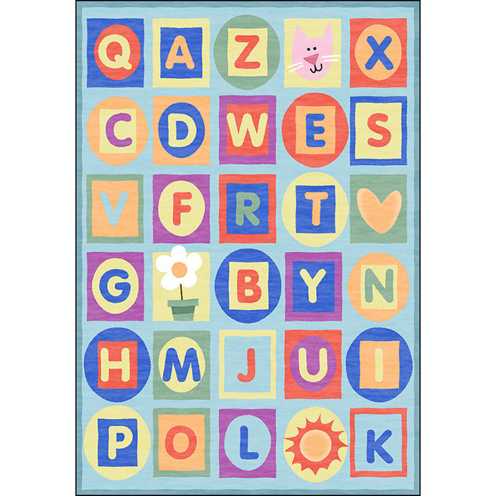Lisslune | Multicolor Kids Rug Letter Pattern Rug Polyester Washable Non-Slip Bottom Pet-Friendly Rug