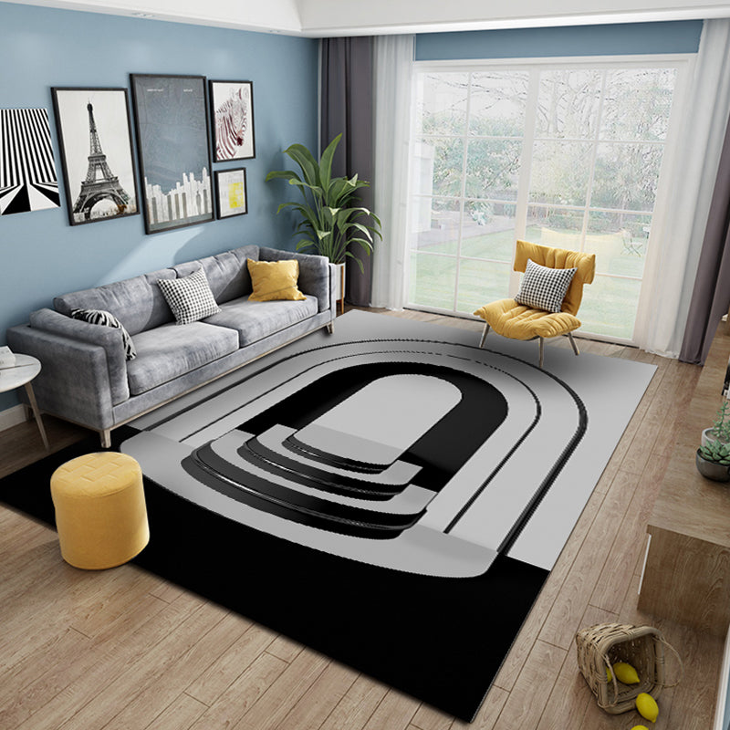 Lisslune | Multicolour Bedroom Rug Contemporary Color Block Rug Polyester Washable Non-slip Underlay Pet Friendly Rug