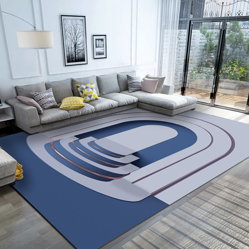 Lisslune | Multicolour Bedroom Rug Contemporary Color Block Rug Polyester Washable Non-slip Underlay Pet Friendly Rug