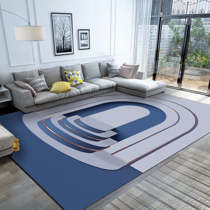Lisslune | Multicolour Bedroom Rug Contemporary Color Block Rug Polyester Washable Non-slip Underlay Pet Friendly Rug