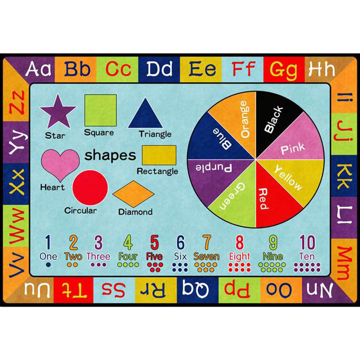 Lisslune | Multicolor Kids Rug Kids Letter and Geometric Pattern Rug Polyester Washable Non-Slip Back Pet-Friendly Rug