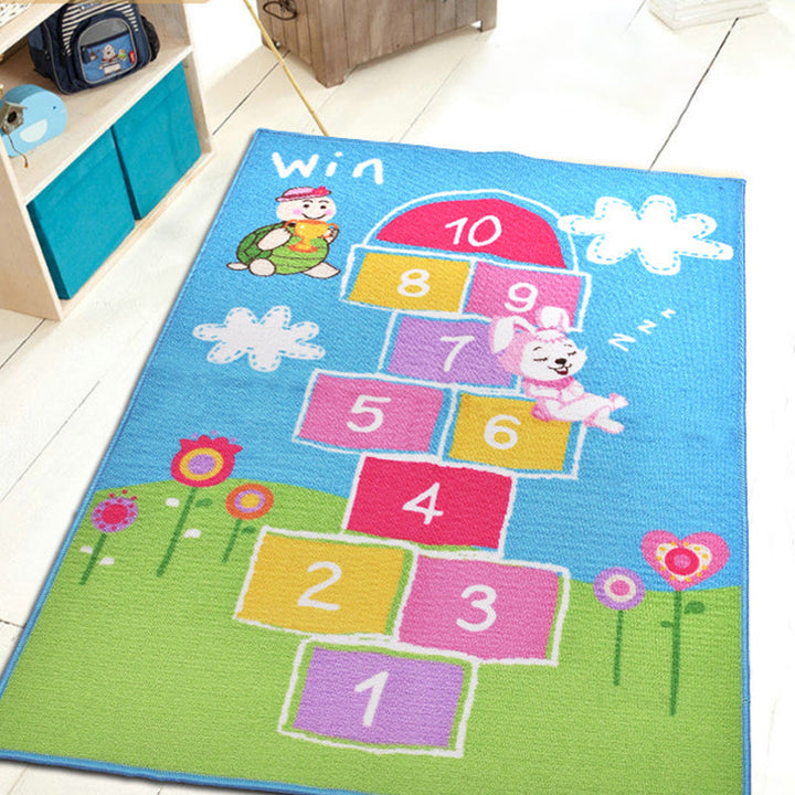 Lisslune | Multicolor Number Pattern Rug Polyester Kids Rug Pet Friendly Washable Non-Slip Rug for Bedroom