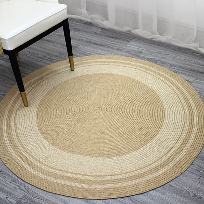 Lisslune | Brown Bedroom Carpet Rustic Circular Pattern Rug Sisal Washable Non-Slip Backing Pet-Friendly Rug