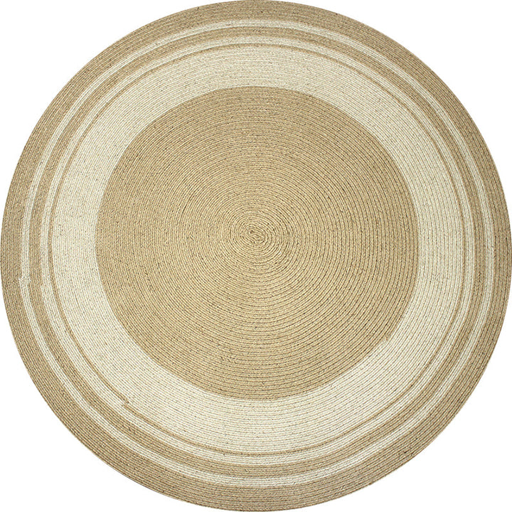 Lisslune | Brown Bedroom Carpet Rustic Circular Pattern Rug Sisal Washable Non-Slip Backing Pet-Friendly Rug
