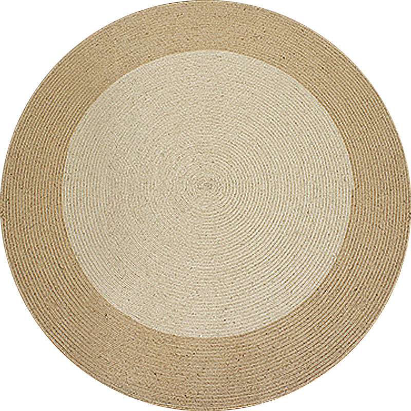 Lisslune | Brown Bedroom Carpet Rustic Circular Pattern Rug Sisal Washable Non-Slip Backing Pet-Friendly Rug