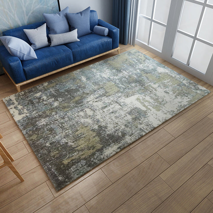 Lisslune | Unique Abstract Carpet Multicolor Industrial Carpet Polyester Pet Friendly Washable Non-Slip Area Rug for Living Room