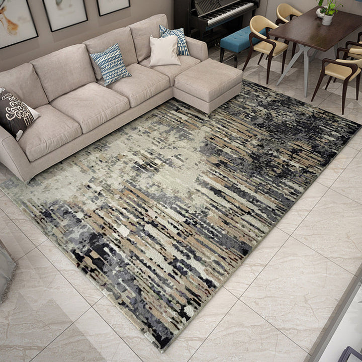 Lisslune | Unique Abstract Carpet Multicolor Industrial Carpet Polyester Pet Friendly Washable Non-Slip Area Rug for Living Room
