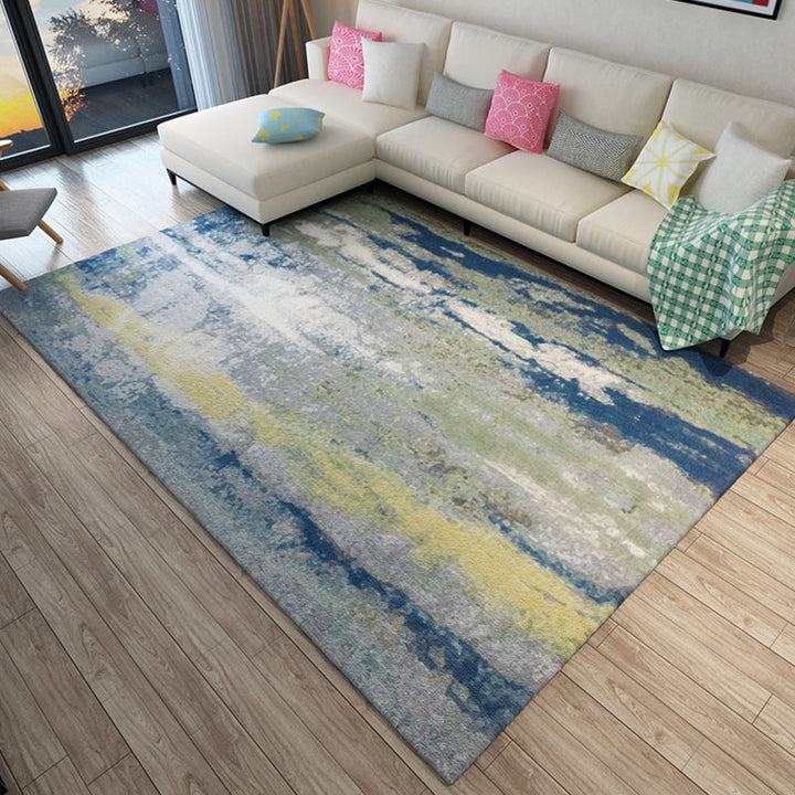 Lisslune | Unique Abstract Carpet Multicolor Industrial Carpet Polyester Pet Friendly Washable Non-Slip Area Rug for Living Room