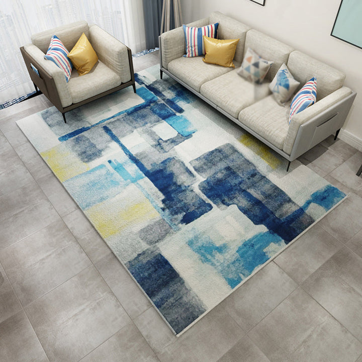 Lisslune | Multicolor Abstract Carpet Polyester Industrial Carpet Pet Friendly Washable Non-Slip Carpet for Bedroom