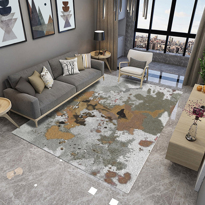 Lisslune | Multicolor Bedroom Carpet Industrial Abstract Rug Polyester Washable Non-Slip Backing Pet-Friendly Rug