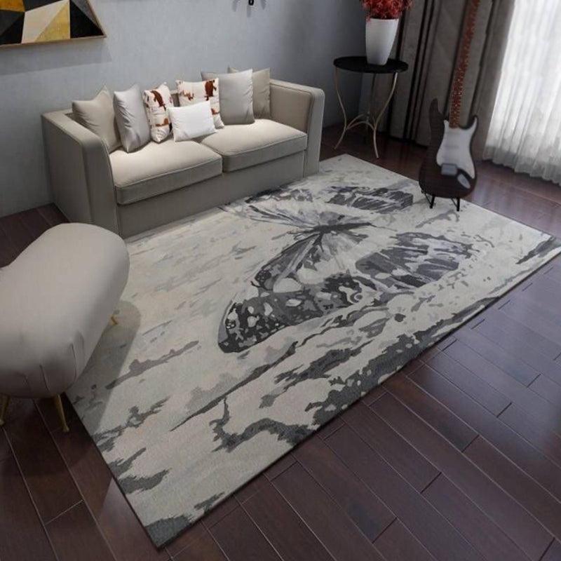 Lisslune | Multicolor Bedroom Carpet Industrial Abstract Rug Polyester Washable Non-Slip Backing Pet-Friendly Rug