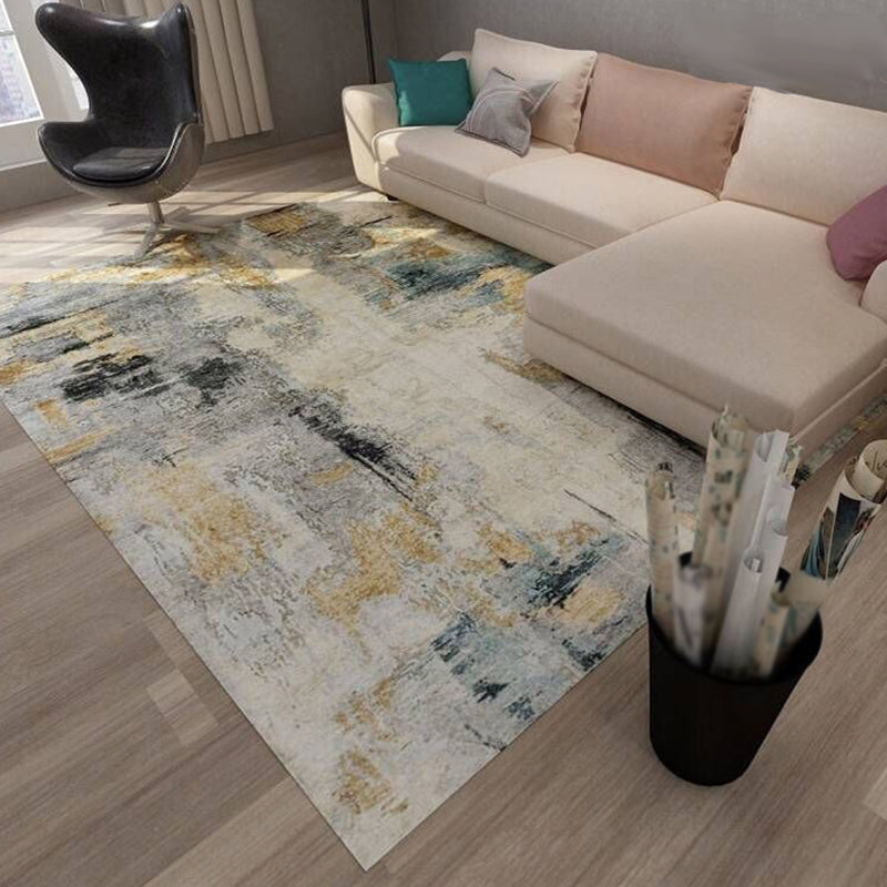 Lisslune | Multicolor Bedroom Carpet Industrial Abstract Rug Polyester Washable Non-Slip Backing Pet-Friendly Rug