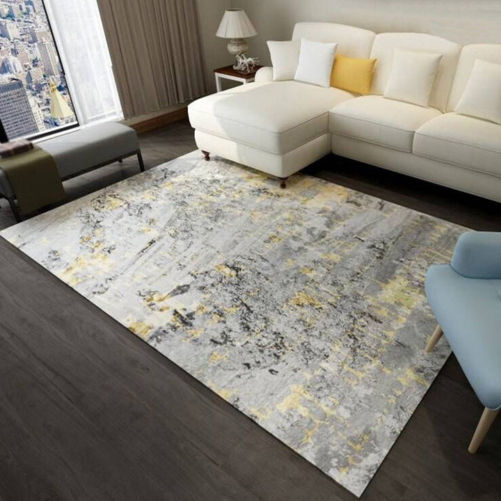 Lisslune | Multicolor Bedroom Carpet Industrial Abstract Rug Polyester Washable Non-Slip Backing Pet-Friendly Rug