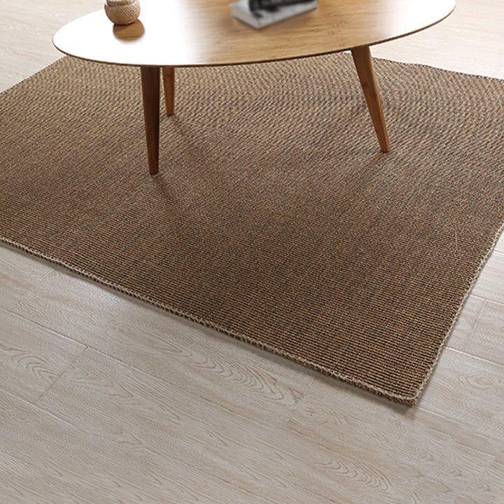 Lisslune | Brown Bedroom Rug Country Striped Pattern Rug Jute Washable Non-Slip Backing Pet Friendly Carpet