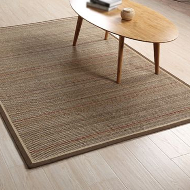 Lisslune | Simple Country Carpet Brown Striped Pattern Carpet Pet Friendly Washable Non-slip Felt for Living Room