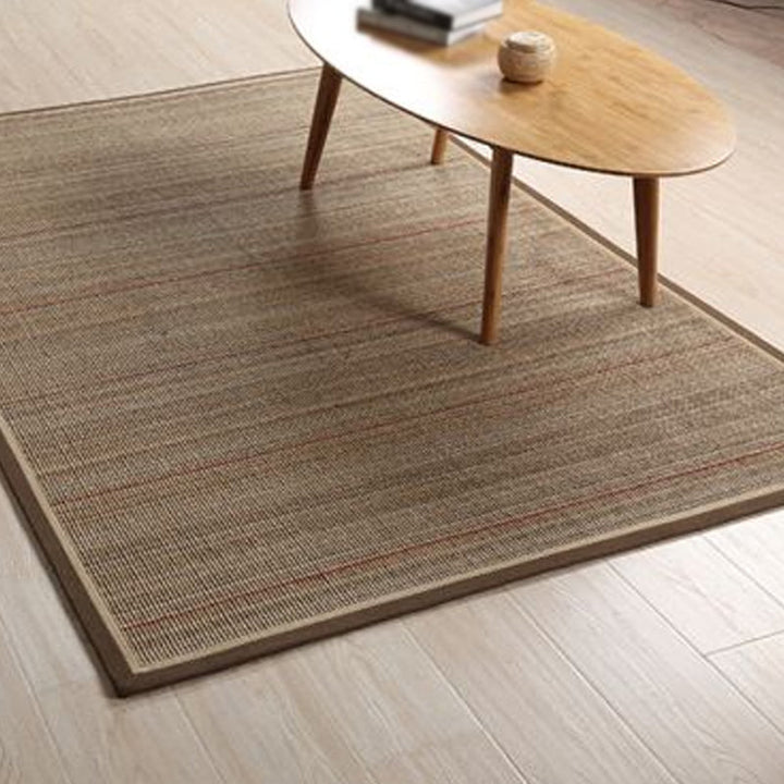 Lisslune | Simple Country Carpet Brown Striped Pattern Carpet Pet Friendly Washable Non-slip Felt for Living Room