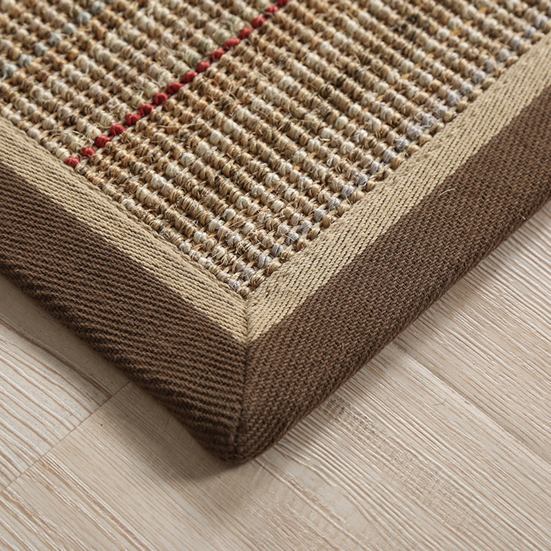 Lisslune | Simple Country Carpet Brown Striped Pattern Carpet Pet Friendly Washable Non-slip Felt for Living Room