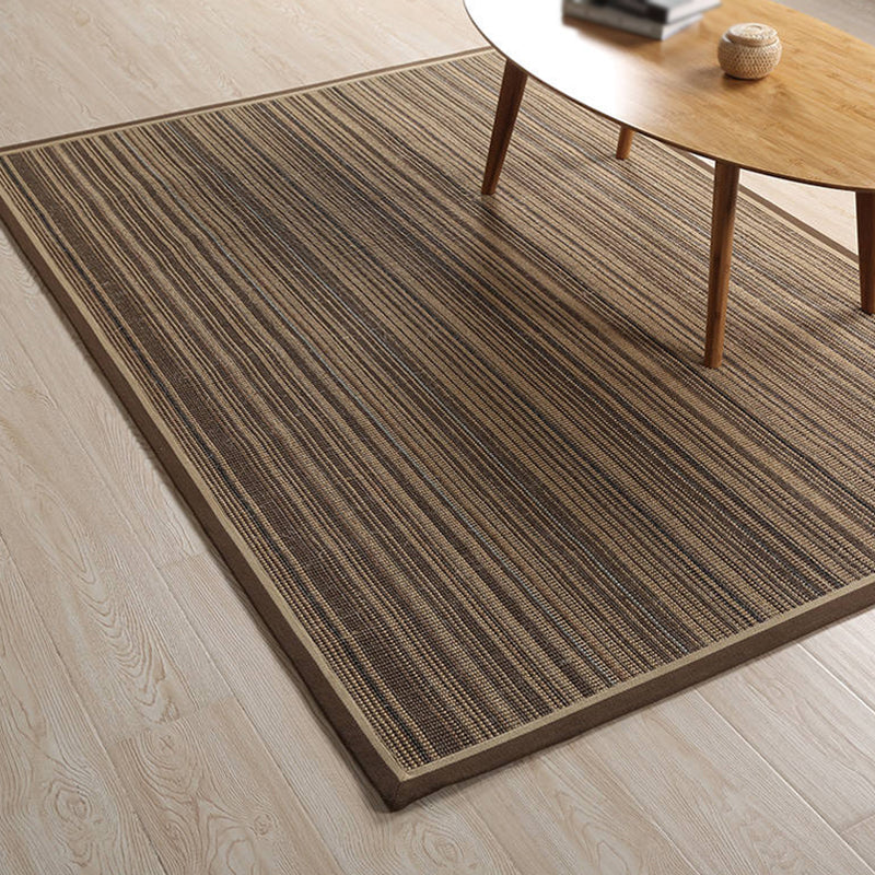 Lisslune | Brown Striped Pattern Rug Sisal Country Rug Pet Friendly Washable Non-Slip Rug for Living Room